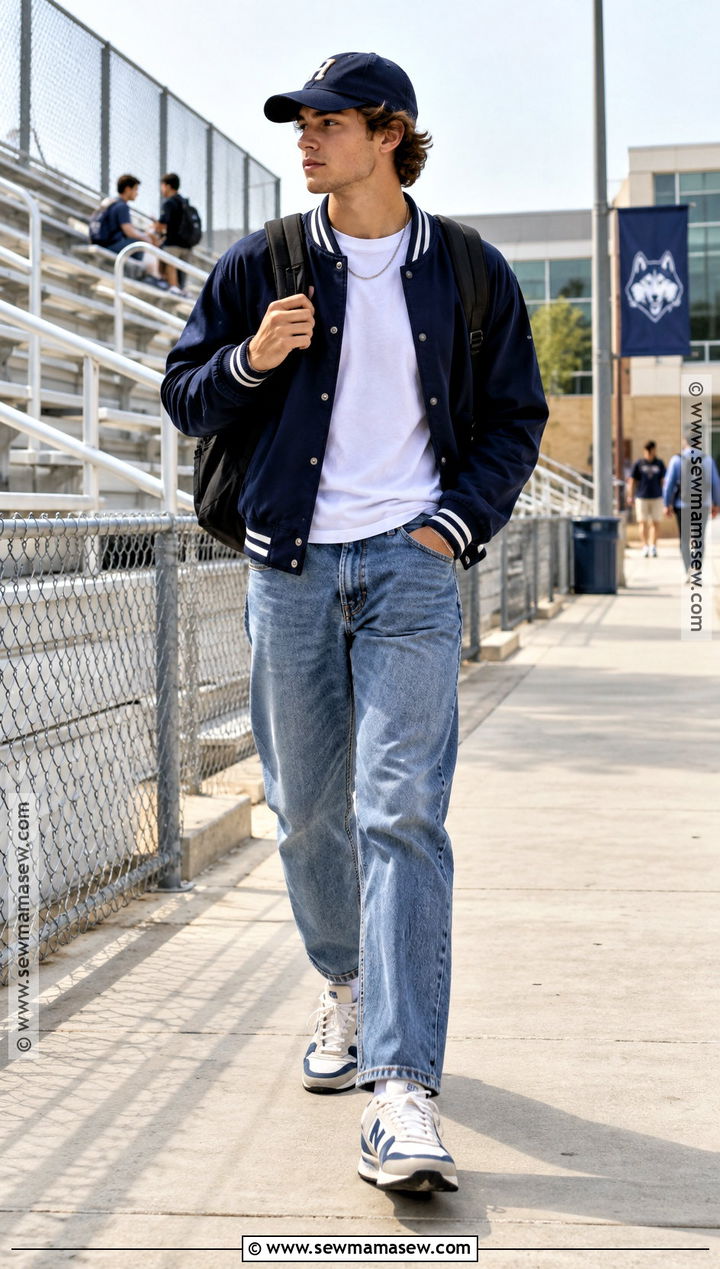 Back To School Outfit With A Varsity Jacket - 25 cute back to school outfits