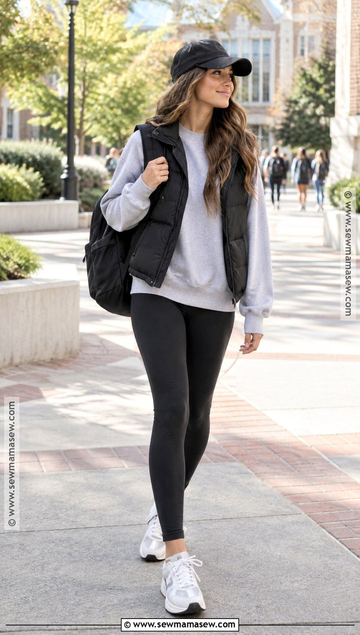 Back To School Oversized Sweatshirt And Leggings Outfit - 15 outfit inspirations back to school ideas