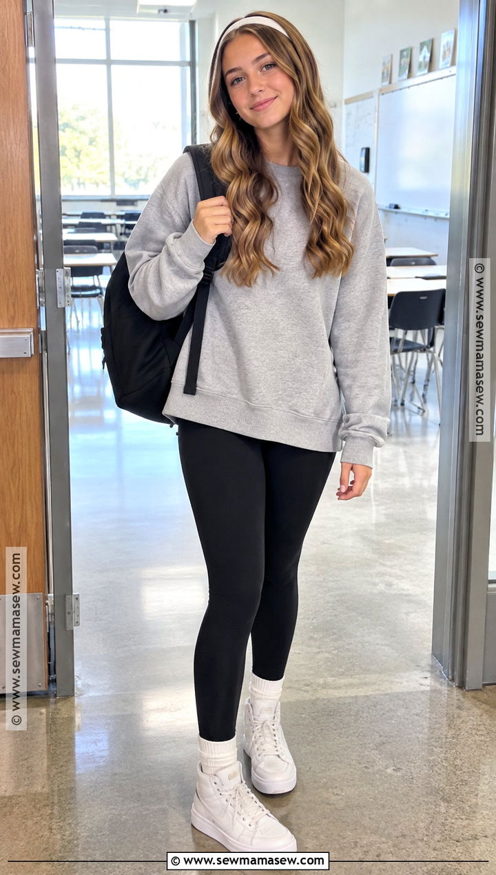 Back To School Oversized Sweatshirt And Leggings Outfit - 15 Back To School Outfits 8Th Grade 2026