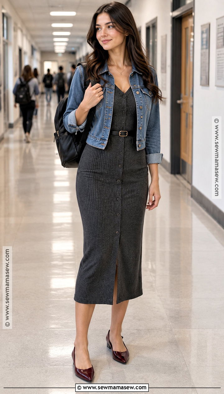 Back To School Pointed Flats And Cardigan Dress Outfit - 25 Back To School Shoes 2026