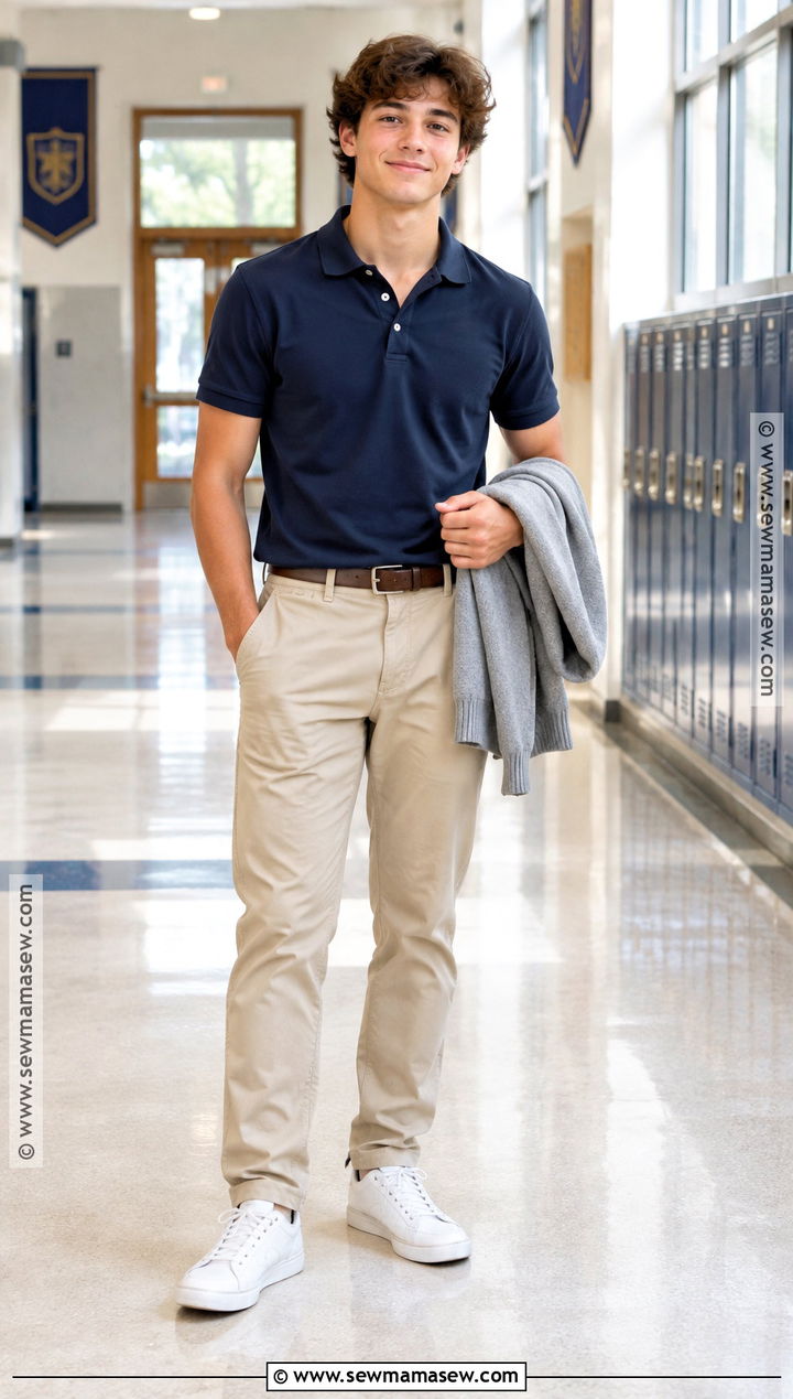 Back To School Polo Shirt And Chino Pants Outfit - 20 Back To School Clothes Shopping List