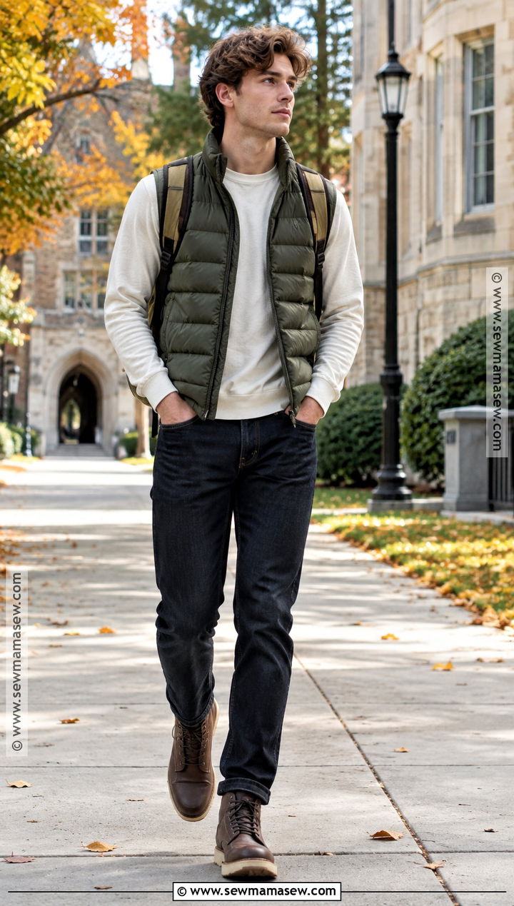 Back To School Puffer Vest And Long Sleeve Tee Outfit - 20 Back To School List Clothes