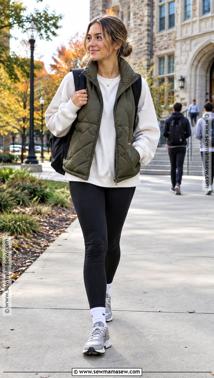 Back To School Quilted Vest And Leggings Outfit - 20 Clothes For Back To School