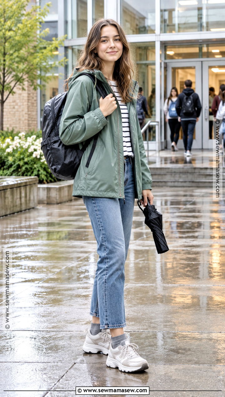 Back To School Rain Jacket And Jeans Outfit - 20 Back To School Clothes Shopping List