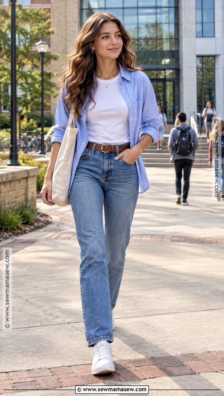 Back To School Straight Leg Jeans Outfit - 15 Back To School Outfits Demetra