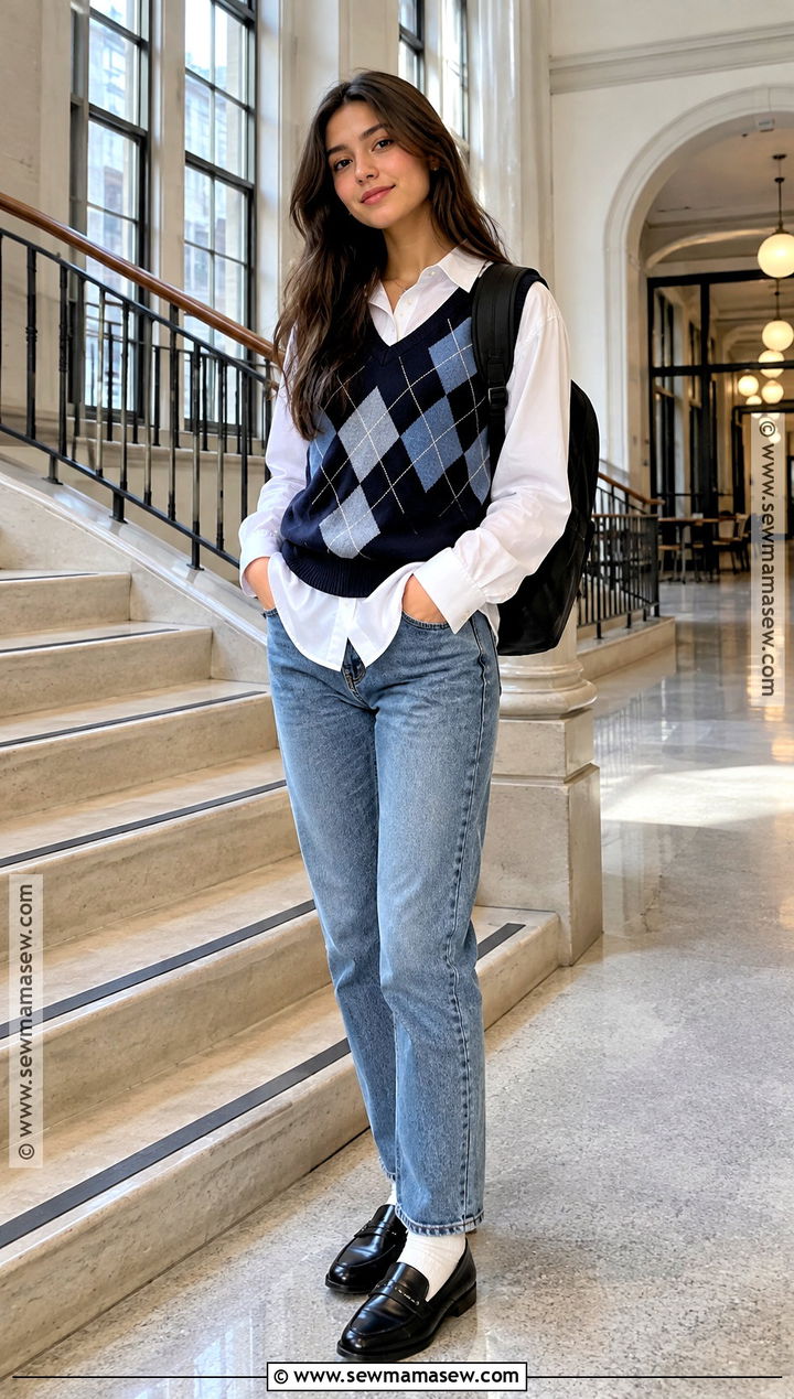 Back To School Sweater Vest And Button Down Outfit - 15 Clothes Back To School Cute Outfits