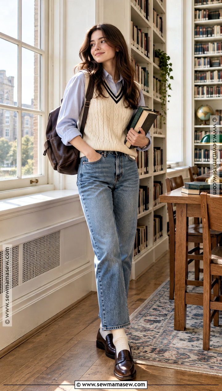 Back To School Sweater Vest And Oxford Shirt Outfit - 15 What Clothes To Buy For Back To School