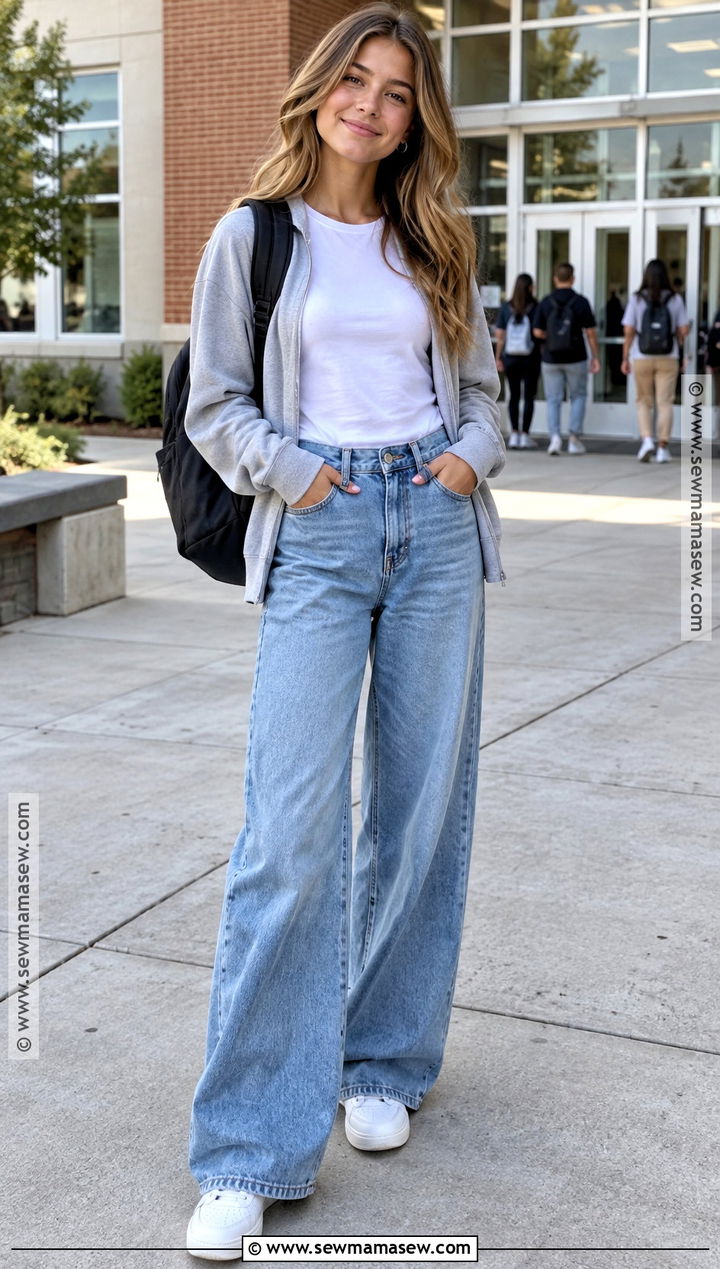Back To School T Shirt And Wide Leg Jeans Outfit - 15 back to school clothing list ideas