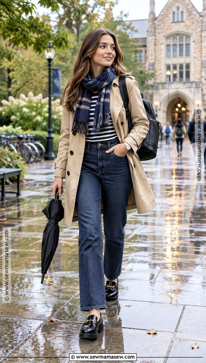 Back To School Trench Coat And Dark Jeans Outfit - 15 Back To School Outfits Demetra