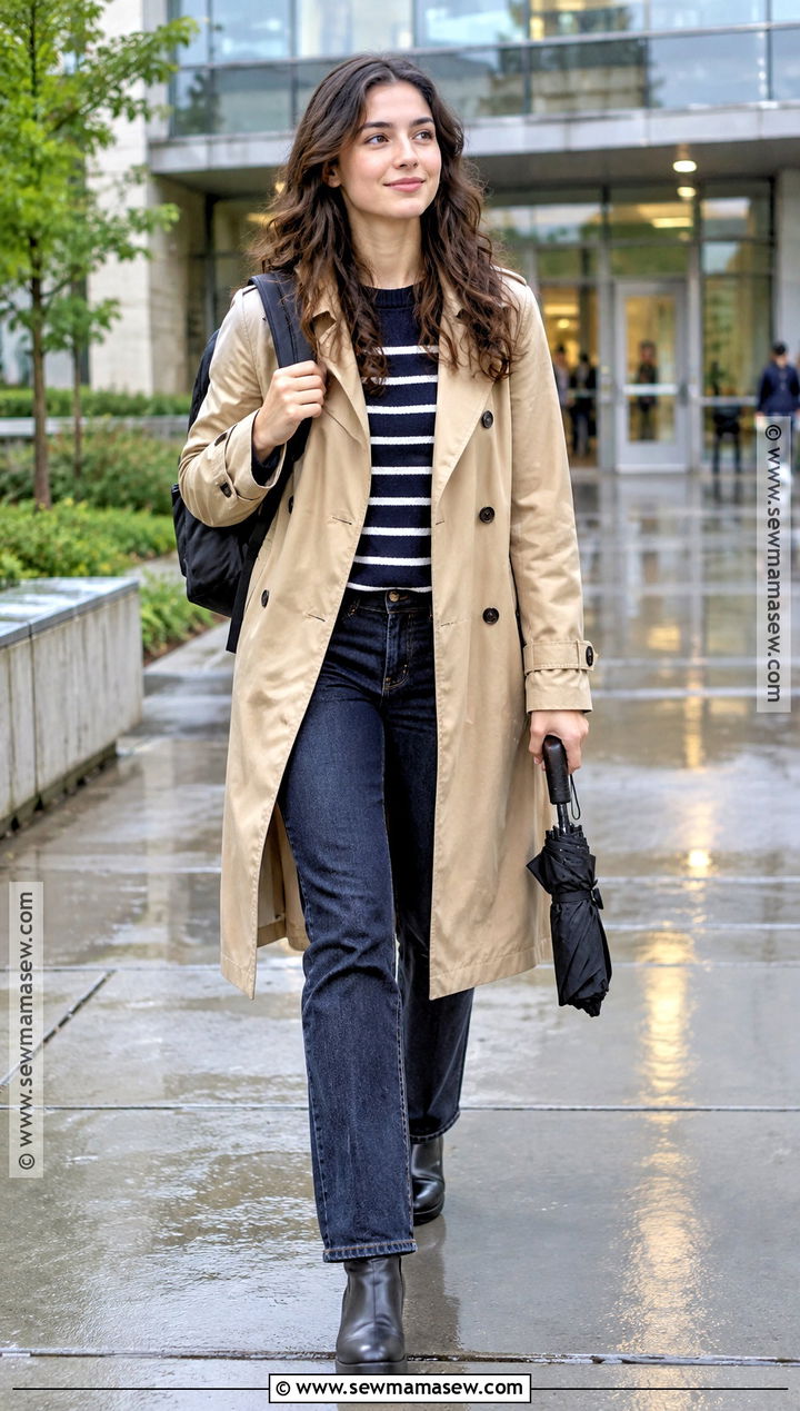 Back To School Trench Coat And Jeans Outfit - 20 Clothes For Back To School