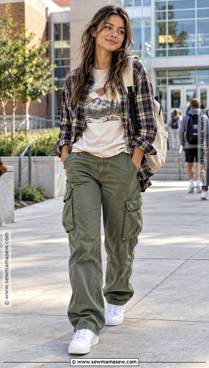 Back to School Graphic Tee and Cargo Pants Outfit - 15 back to school outfits 2026