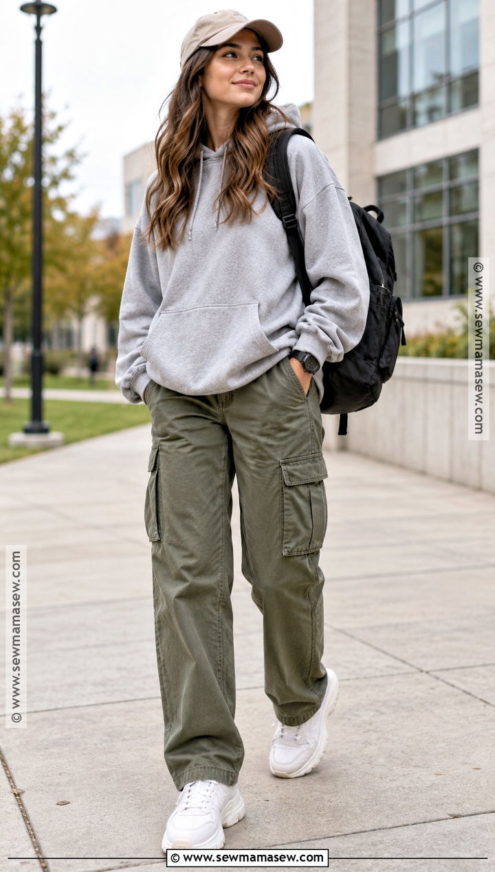 Back to School Hoodie and Cargo Pants Outfit - 20 back to school looks