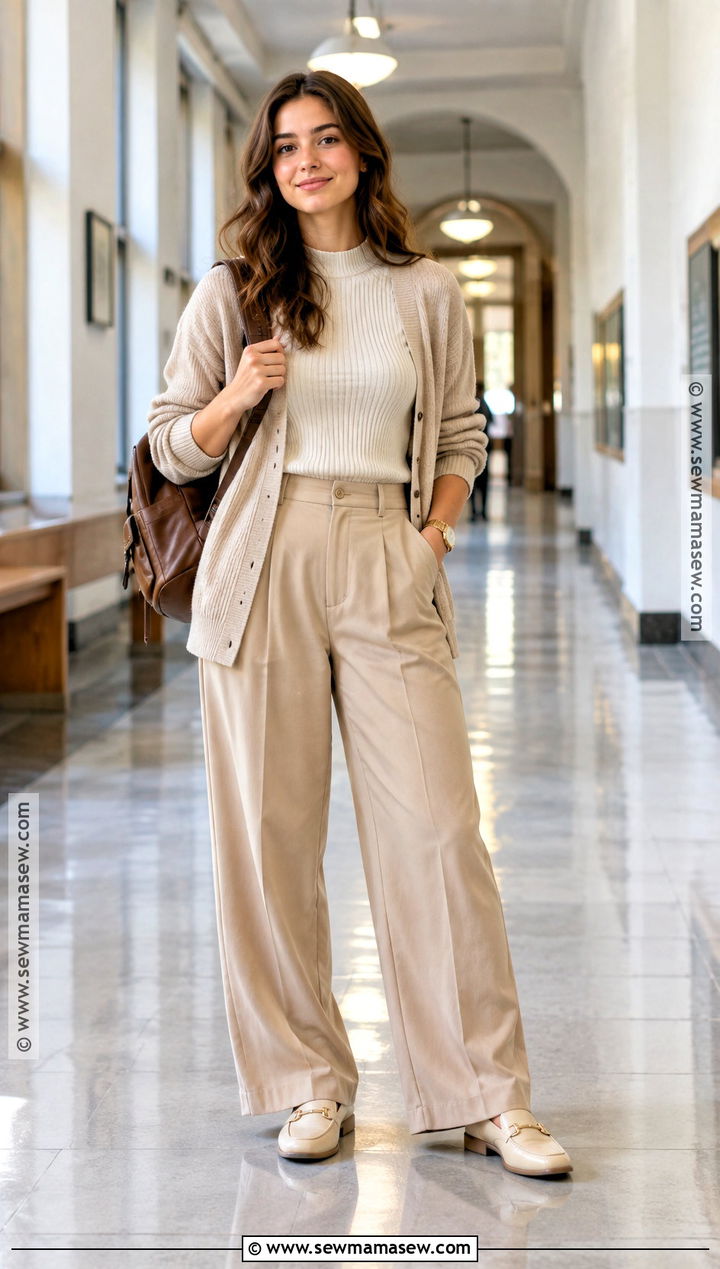 Back to School Monochrome Knit Top and Trousers Outfit - 15 back to school outfit checklist ideas