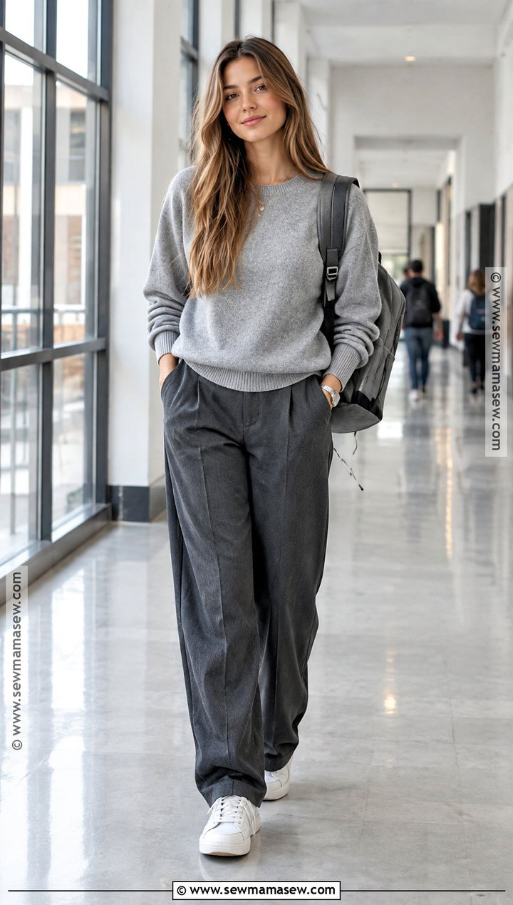 Back to School Monochrome Sweater and Trousers Outfit - 20 back to school looks