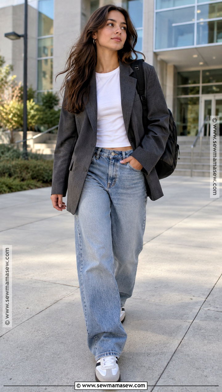 Back to School Oversized Blazer and Baggy Jeans Outfit - 15 back to school outfit checklist ideas