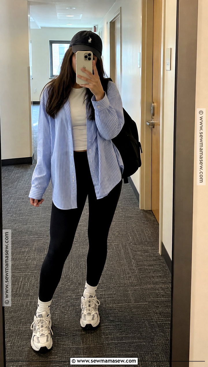 Back to School Oversized Shirt and Leggings Outfit - 20 back to school looks