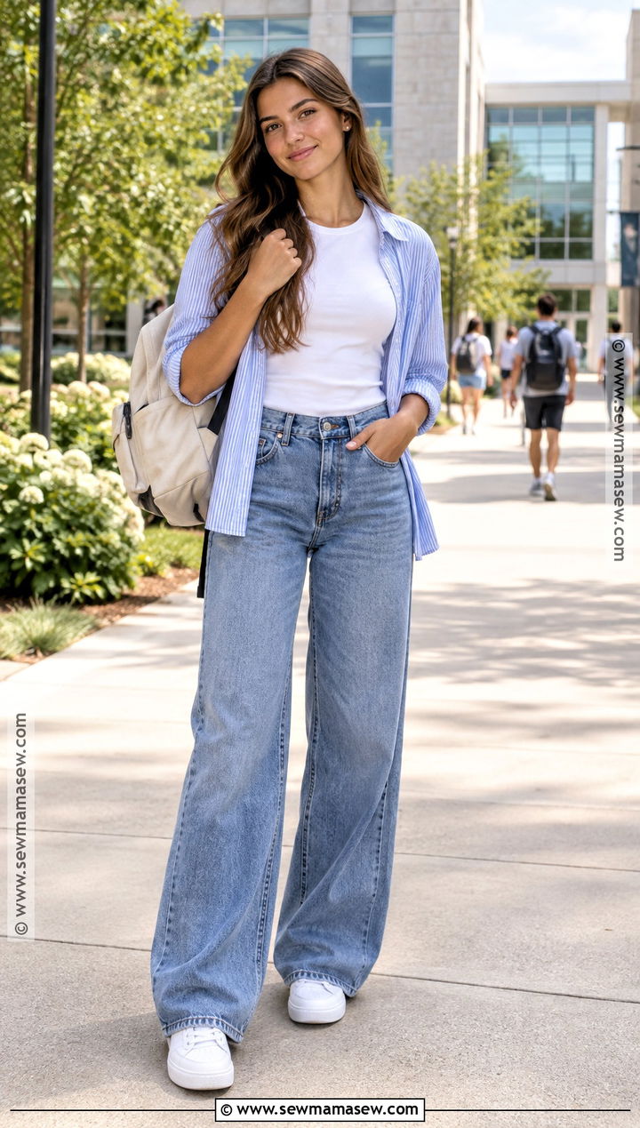 Back to School Wide Leg Jeans Outfit - 15 back to school fashion ideas 2026