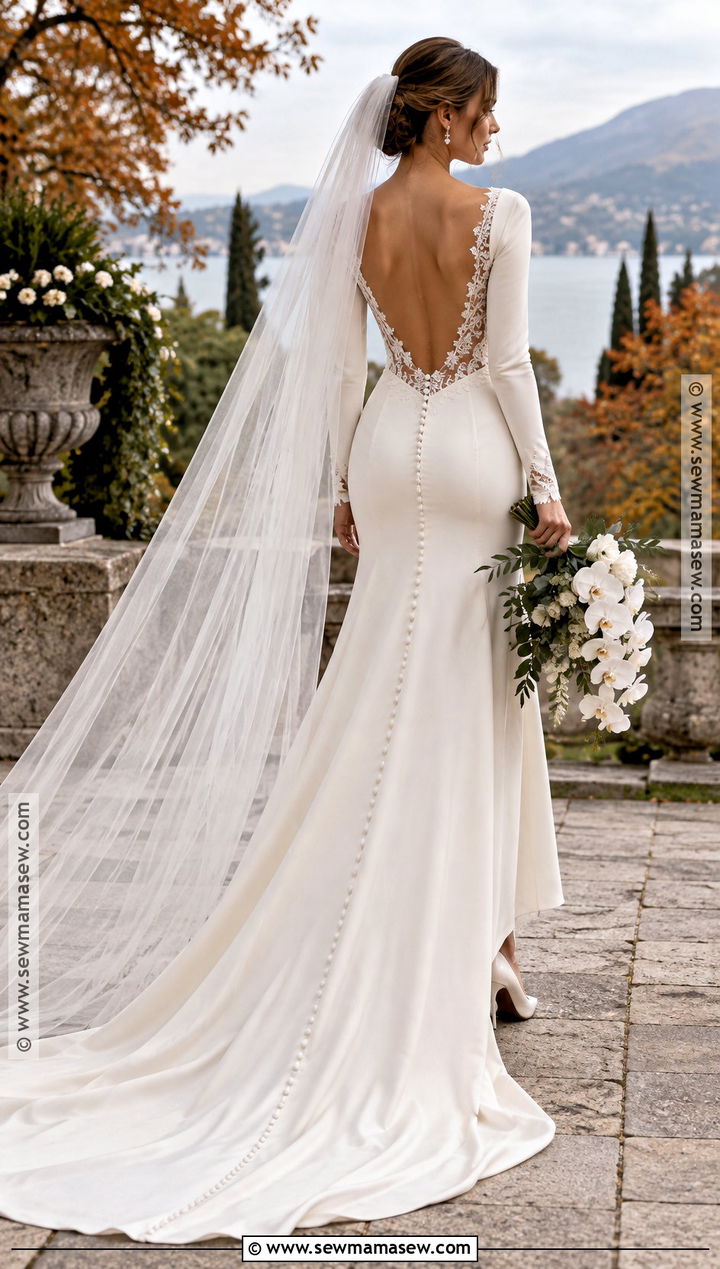 Backless Long Sleeve Wedding Dress - 15 fall long sleeve wedding dress ideas