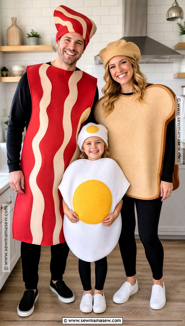 Bacon Egg And Toast Family Costume - 35 halloween family costumes for 3