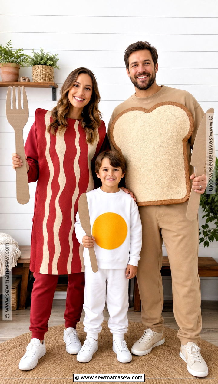 Bacon Egg And Toast Family Costume - 30 easy family costumes for 3