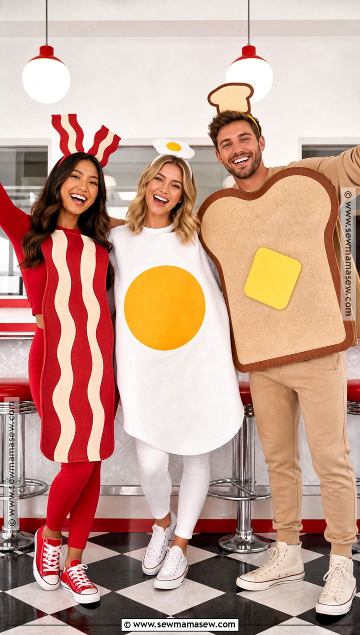 Bacon Eggs And Toast Trio Costume - 30 Easy Trio Halloween Costumes