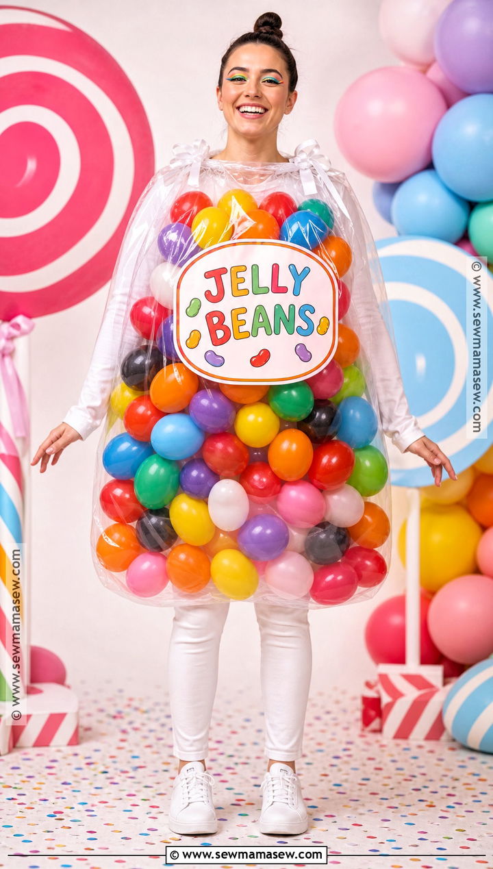 Bag Of Jelly Beans Costume With Balloons - 30 Low Budget Halloween Costumes