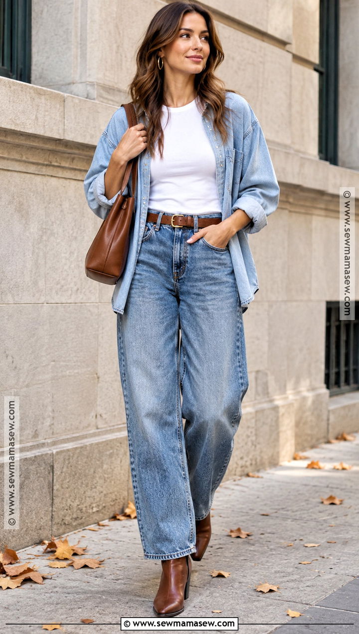 Baggy Denim On Denim Fall Outfit - 20 Fall Outfits Baggy