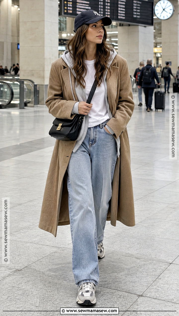 Baggy Jeans And Dad Sneakers With A Hoodie And Coat - 15 Fall Outfits Jeans And Sneakers