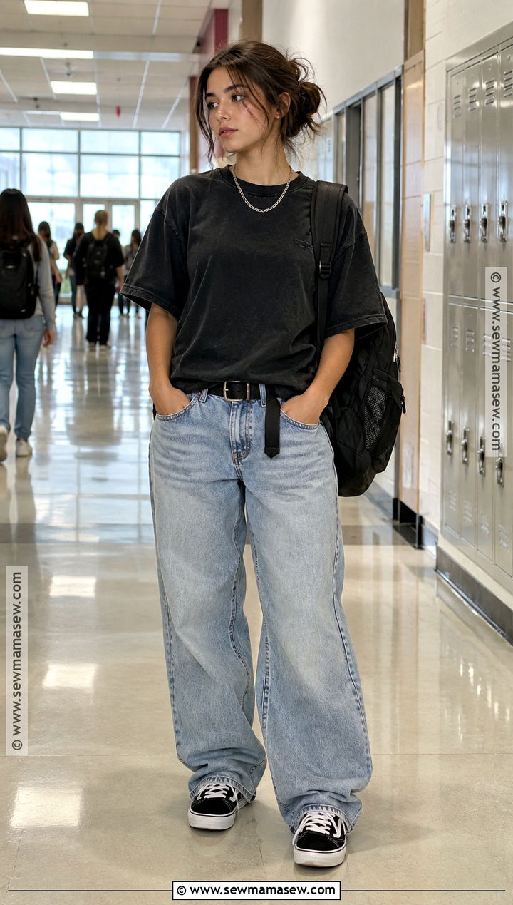 Baggy Jeans And Oversized T Shirt Outfit - 15 masc back to school outfits