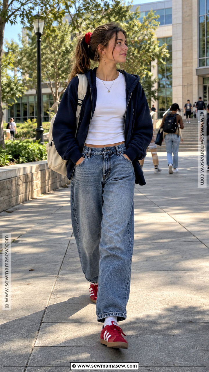 Baggy Jeans And Red Sambas - 20 back to school outfits with sambas