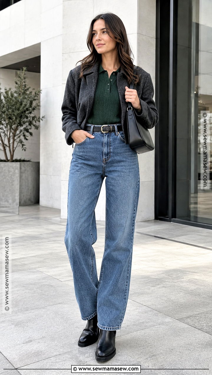 Baggy Jeans With A Knit Polo And Chelsea Boots - 25 baggy jeans outfit fall