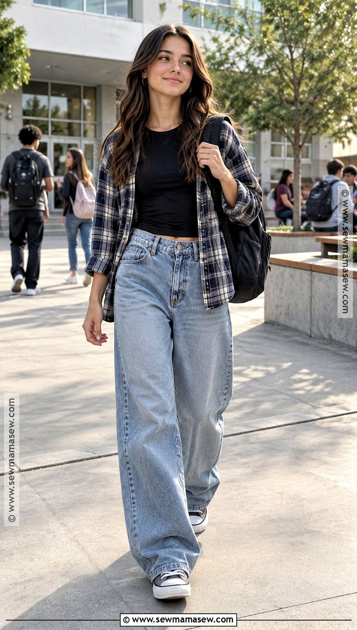 Baggy Jeans With Black T Shirt and Sneakers - 15 pants for back to school