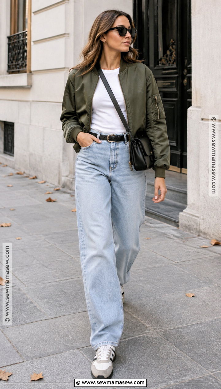 Baggy Jeans With Bomber Jacket - 20 baggy jeans outfit autumn