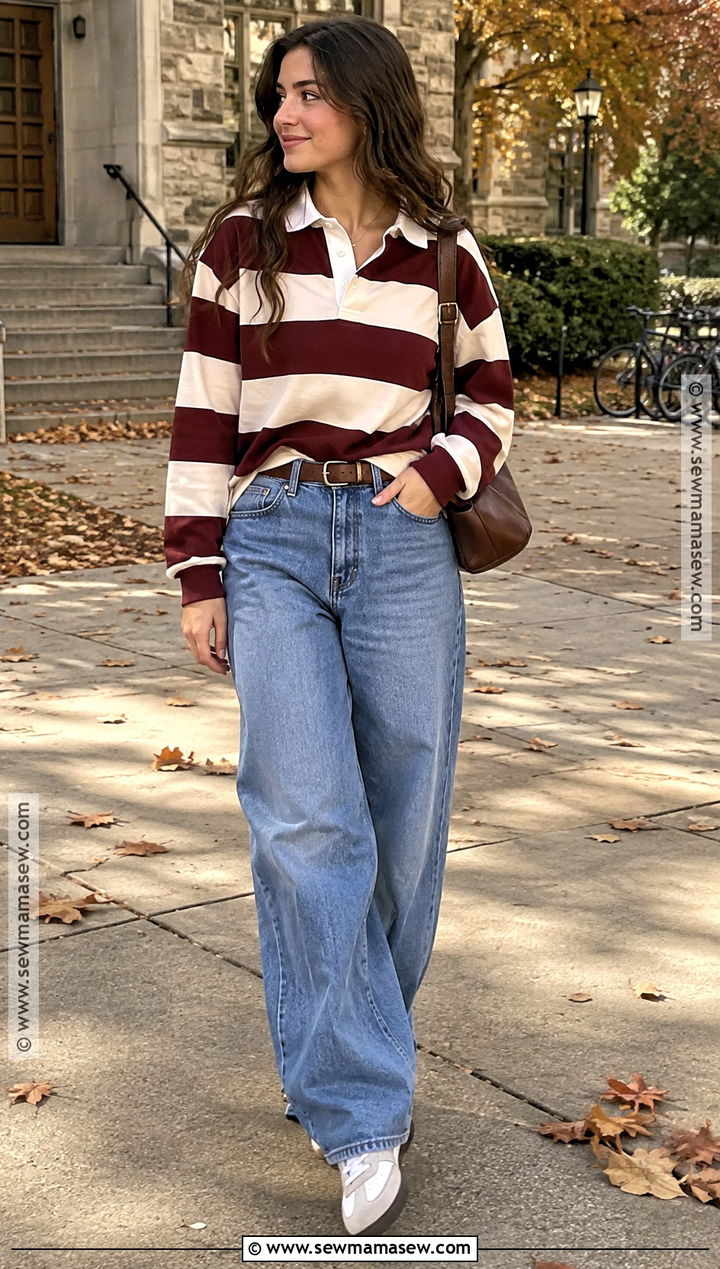 Baggy Jeans With Rugby Shirt - 25 autumn jeans outfits