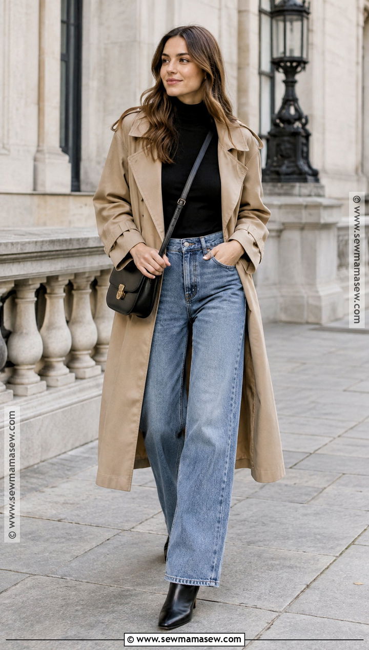 Baggy Jeans With Trench Coat - 20 baggy jeans outfit autumn