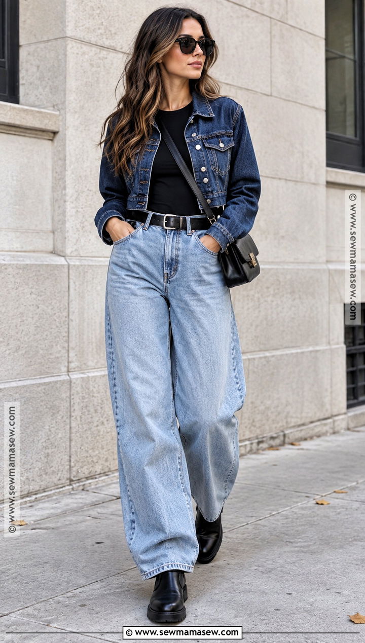 Baggy Jeans With a Denim Jacket - 20 fall baggy jeans outfit