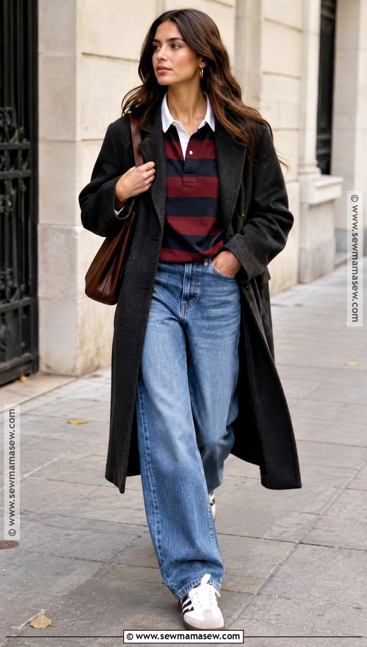 Baggy Jeans With a Rugby Shirt - 25 Fall Outfits With Jeans