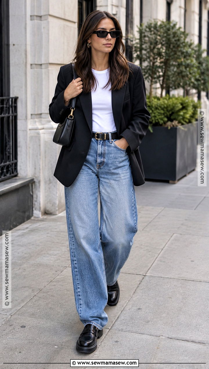 Baggy Jeans With an Oversized Blazer - 20 fall baggy jeans outfit