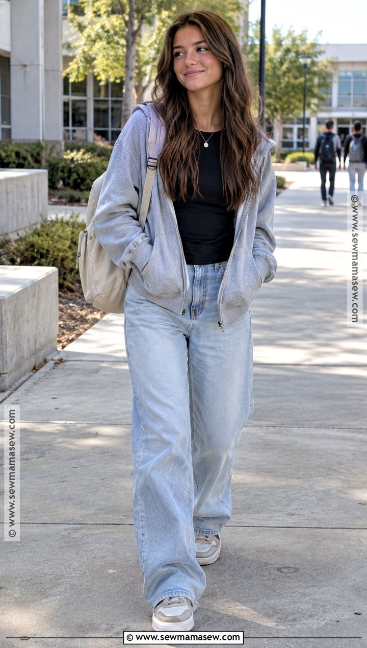 Baggy Jeans and Fitted Tee School Outfit - 20 back to school outfits highschool senior