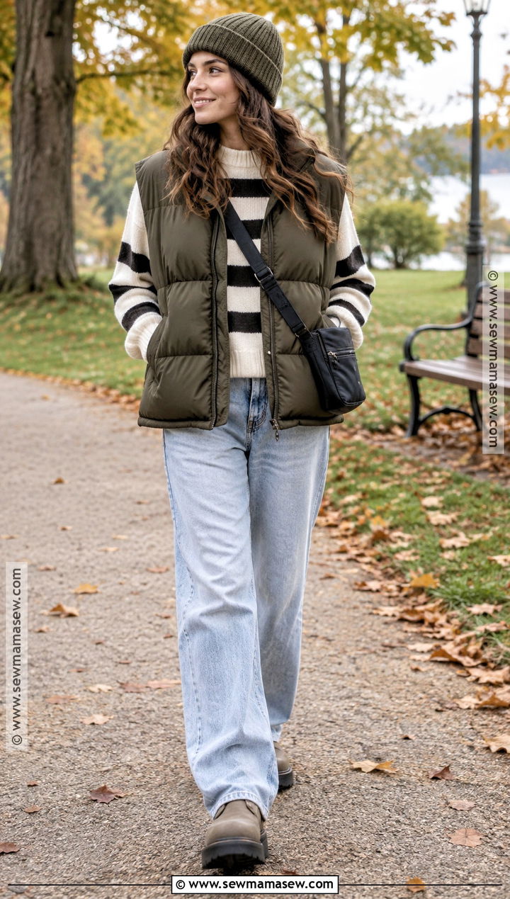 Baggy Jeans and Oversized Puffer Vest Outfit - 20 Baggy Autumn Outfit Ideas