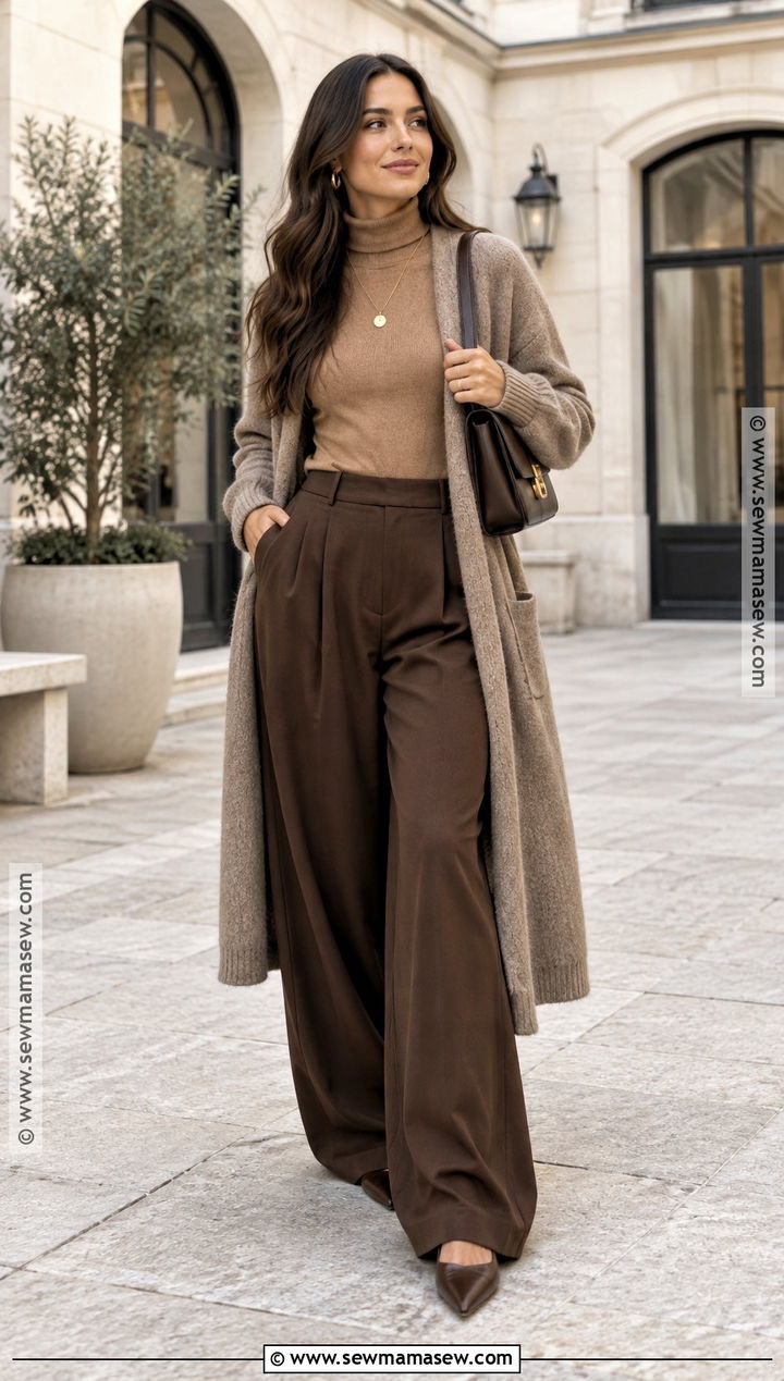 Baggy Trousers And Long Cardigan Fall Outfit - 20 Fall Outfits Baggy