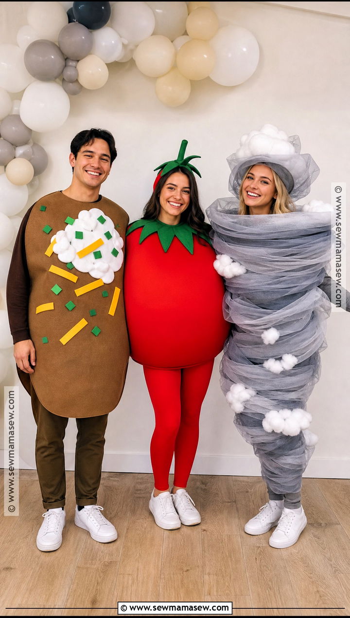 Baked Potato Red Tomato And Spinning Tornado Costume - 35 rhyme without reason costume 3 people ideas