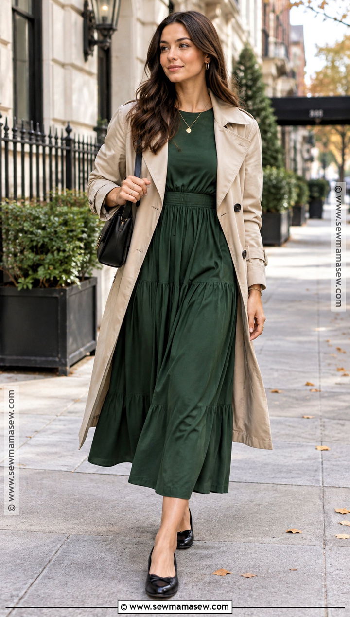 Ballet Flats With A Long Sleeve Midi Dress - 20 shoes for fall dresses
