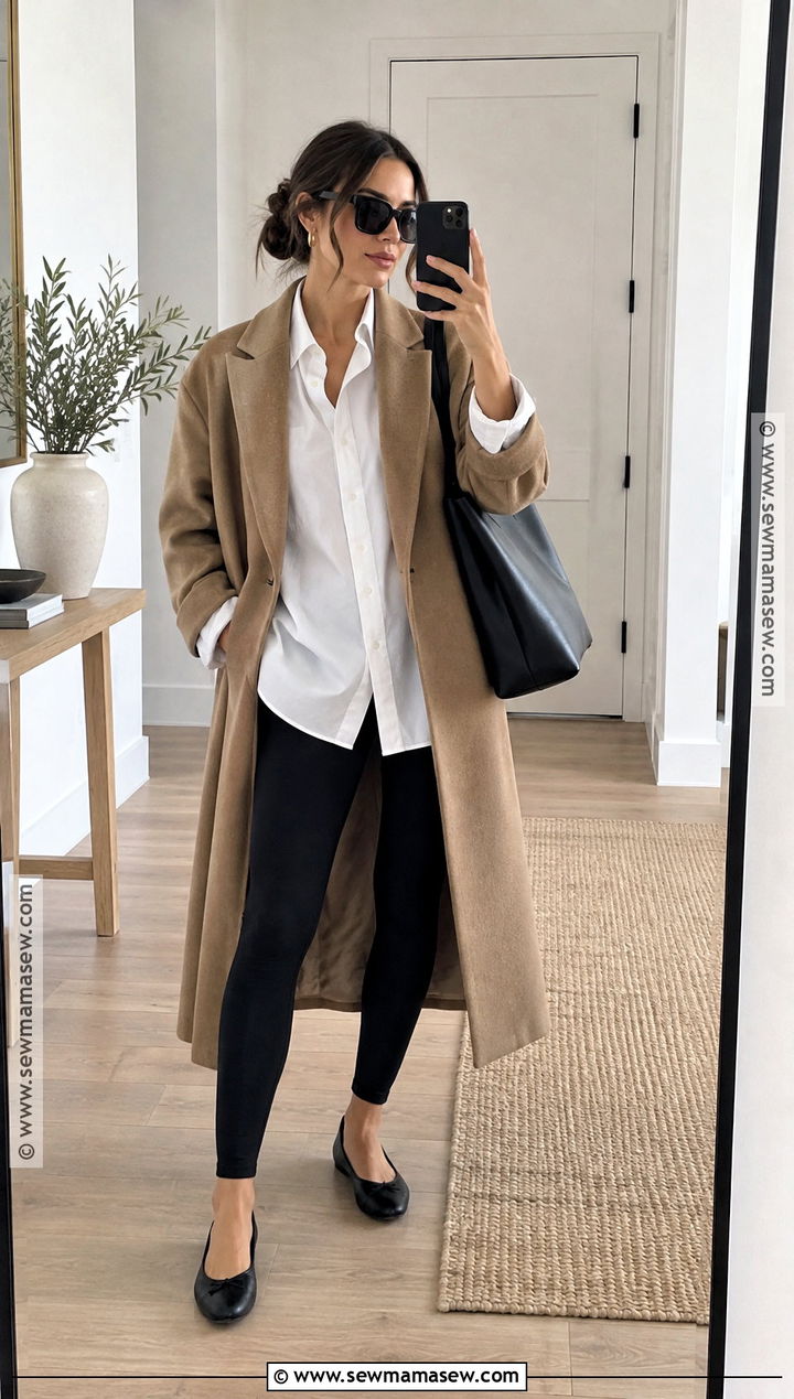 Ballet Flats With Leggings And Oversized Coat - 15 ballet flats fall ideas 2026