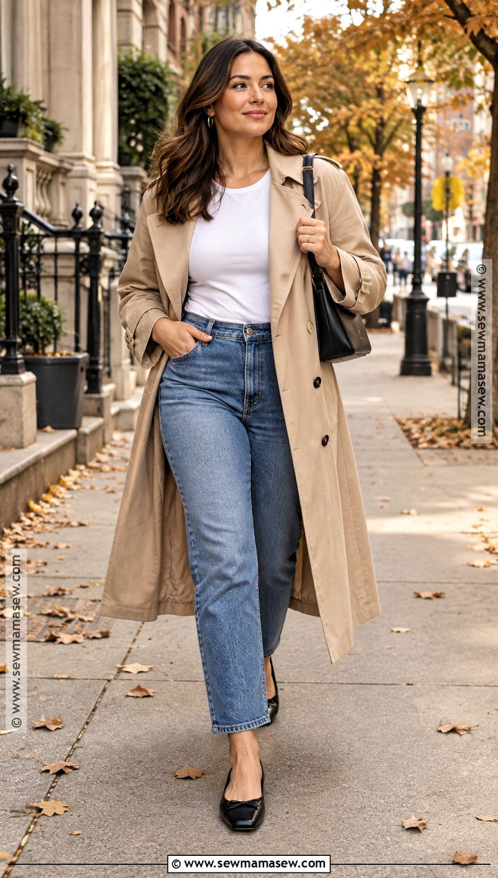 Ballet Flats With Straight Leg Jeans And Trench Coat - 15 ballet flats fall ideas 2026