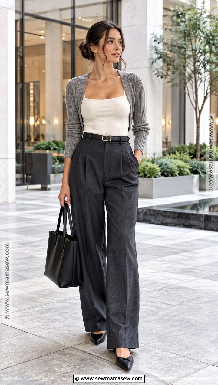 Balletcore Bolero And Wide Leg Trousers Outfit - 15 ballet core fall outfits