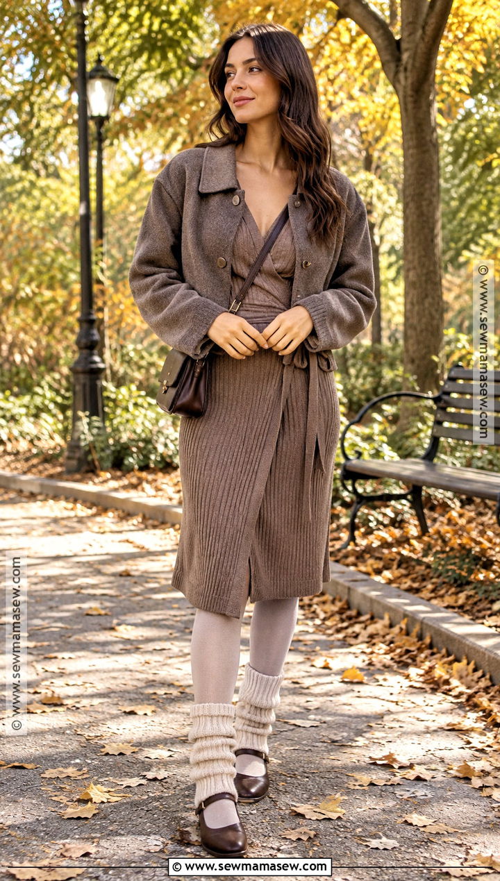 Balletcore Knit Dress And Leg Warmers Outfit - 15 ballet core fall outfits