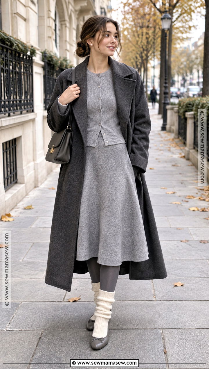 Balletcore Wool Coat And Knit Set Outfit - 15 ballet core fall outfits