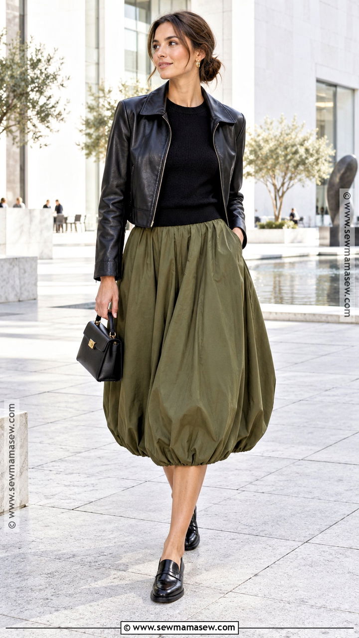 Balloon Skirt With Cropped Jacket - 20 fall fashion skirts