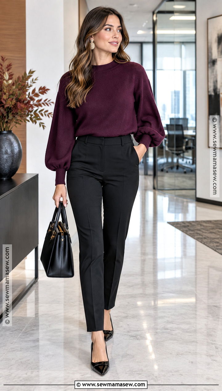 Balloon Sleeve Sweater With Slim Pants - 25 Cute Fall Sweaters
